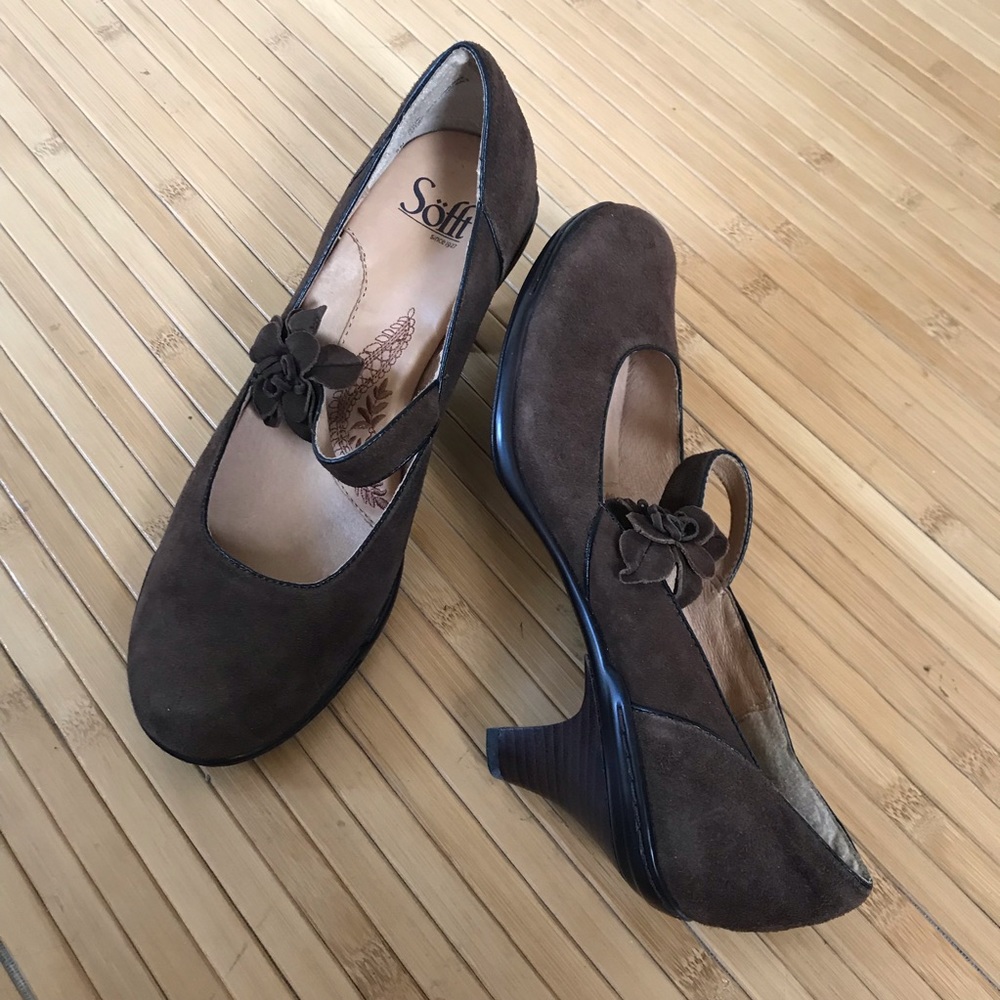 Sofft 8N 8 Narrow Pumps Suede Leather Chocolate Brown Calypso Comfy Mary Janes